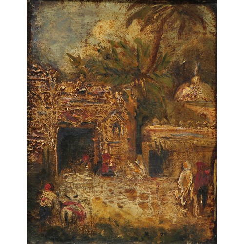 573 - Colonial School (19th century)
Orientalist Figures Before a Temple
oil on board, 21cm x 16cm