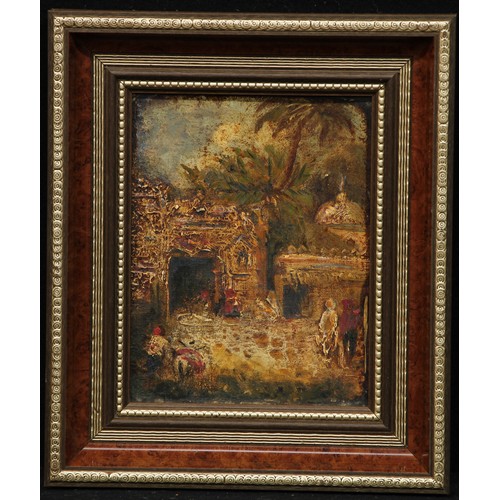 573 - Colonial School (19th century)
Orientalist Figures Before a Temple
oil on board, 21cm x 16cm