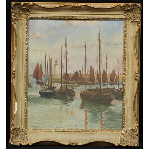 656 - English School (early 20th century)
Boats in a Harbour
oil on canvas, 39.5cm x 34cm