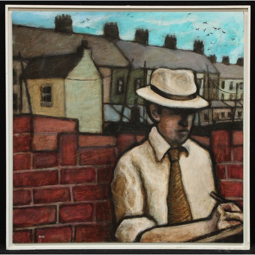 713 - Peter Ross (Welsh Bn.1941)
An Artist at Work
signed, oil on hardboard panel, 61cm x 60.5cm