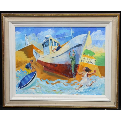 604 - David K Stead (Bn.1960)
Seaside Fantasy
signed, oil on canvas, 56.5cm x 75cm