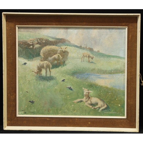 603 - David Buchanan
Spring Lambs
signed, oil on canvas, 49cm x 59.5cm