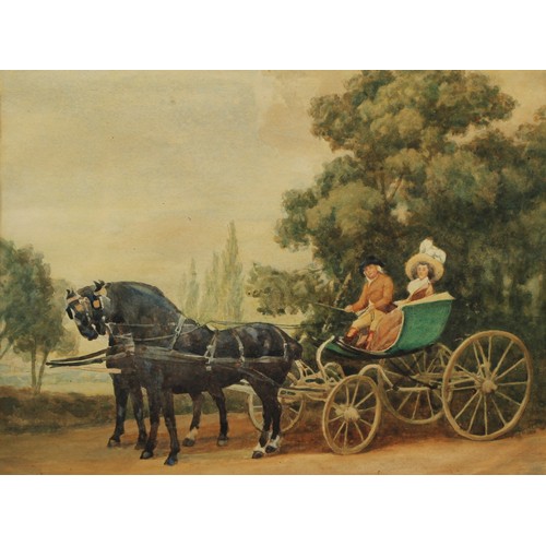 574 - After George Stubbs
A Gentleman Driving a Lady in a Phaeton
watercolour, 345cm x 45cm