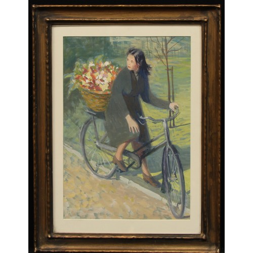 649 - Mary Beresford Williams (1931 - 2003)
The Cyclist
watercolour, 48cm x 33.5cm