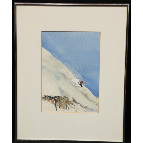 650 - Modern School
Downhill Skier
indistinctly signed and dated, watercolour, 23cm x 16cm