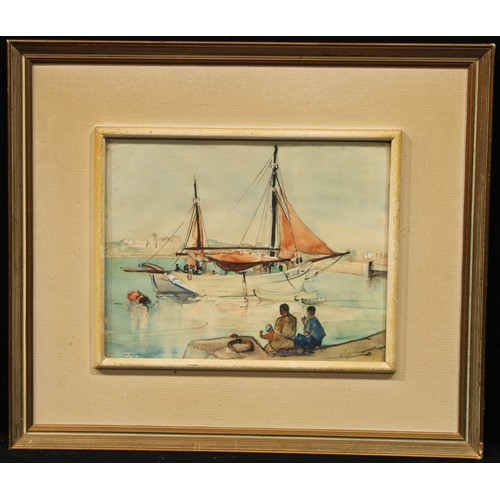 581 - Continental School (mid-20th century)
Mediterranean Harbour
indistinctly signed, 24cm x 31cm