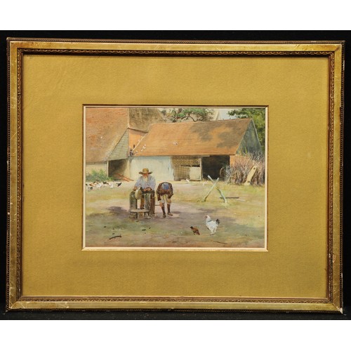 618 - J Sorenson (early 20th century)
American Farmyard
signed, watercolour, 23cm x 29cm