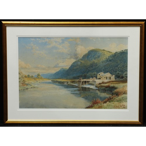 580 - C R Wood (19th/early 20th century)
Old Shack and Wagon by the River
signed, dated 1901, watercolour,... 