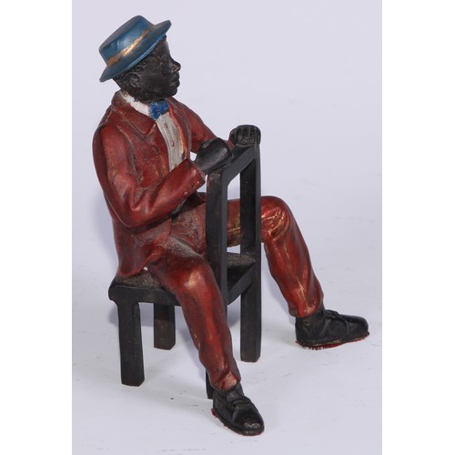 1151 - An Austrian cold painted bronze, of a Mississippi dandy, 12cm high