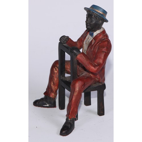 1151 - An Austrian cold painted bronze, of a Mississippi dandy, 12cm high