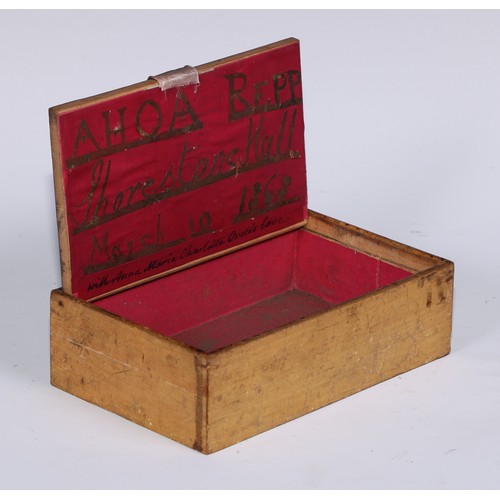 1070 - A 19th century Tunbridge ware type rectangular box and cover, applied with a named view topographica... 