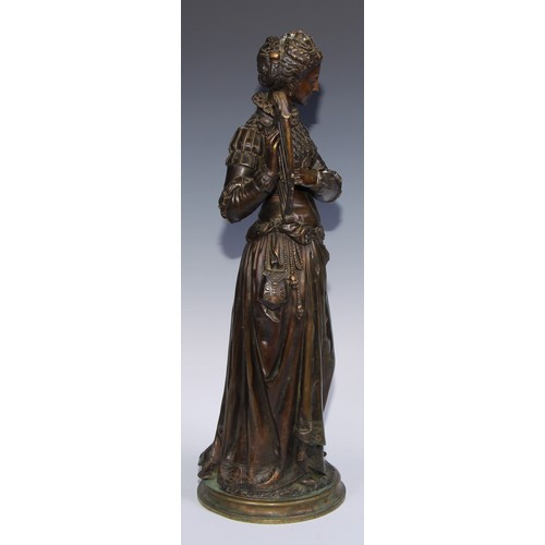 1041 - French School (19th century), a pair of patinated bronzes, Ladies of the Court, each with a musical ... 