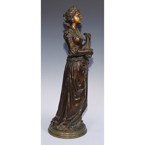 1041 - French School (19th century), a pair of patinated bronzes, Ladies of the Court, each with a musical ... 