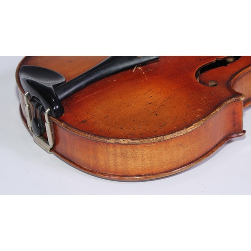 842 - A violin, the two-piece back 36cm excluding button, outlined throughout with purfling, 60cm long ove... 