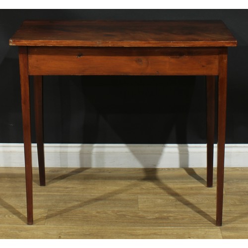 933 - A 19th century mahogany side table, rectangular top above a long frieze drawer, tapered square legs,... 