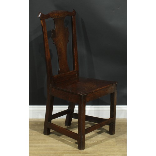 1277 - A harlequin set of six 18th century vernacular dining chairs, the largest 102cm high, 50cm wide, the... 