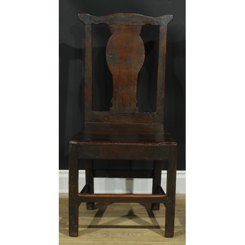 1277 - A harlequin set of six 18th century vernacular dining chairs, the largest 102cm high, 50cm wide, the... 