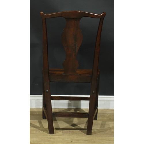 1277 - A harlequin set of six 18th century vernacular dining chairs, the largest 102cm high, 50cm wide, the... 