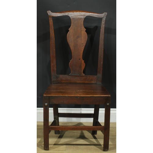 1277 - A harlequin set of six 18th century vernacular dining chairs, the largest 102cm high, 50cm wide, the... 