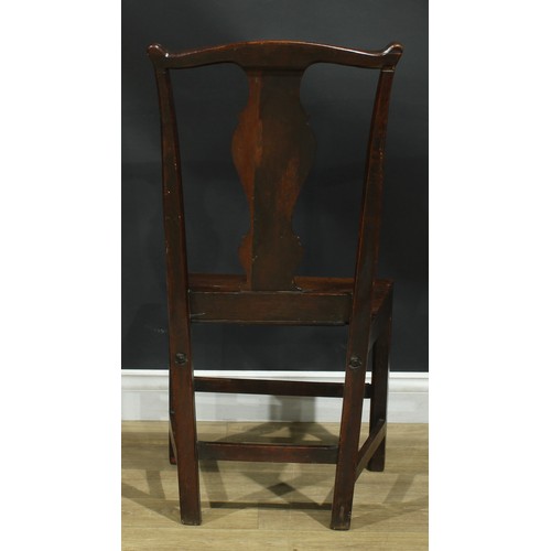 1277 - A harlequin set of six 18th century vernacular dining chairs, the largest 102cm high, 50cm wide, the... 