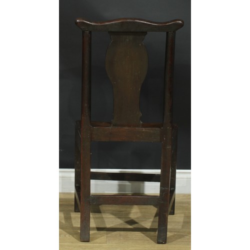 1277 - A harlequin set of six 18th century vernacular dining chairs, the largest 102cm high, 50cm wide, the... 