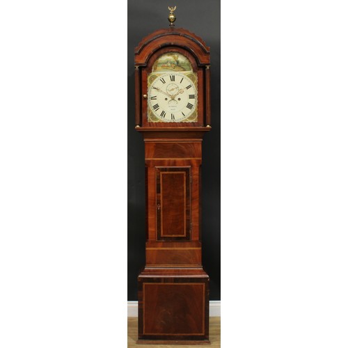 1634 - A William IV/early Victorian mahogany longcase clock, 30.5cm arched painted dial inscribed Thos Bull... 