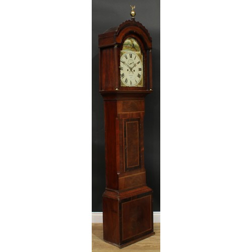 1634 - A William IV/early Victorian mahogany longcase clock, 30.5cm arched painted dial inscribed Thos Bull... 