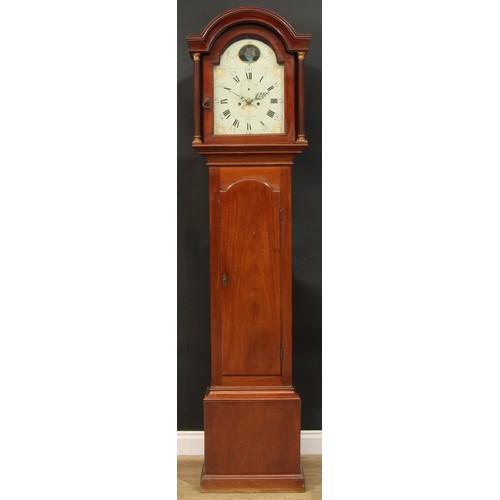 1084 - A George III mahogany longcase clock, 30.5cm arched enamel dial inscribed Jno Branson, Hull, rocking... 