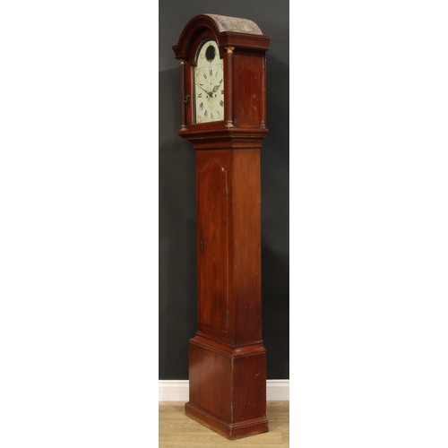 1084 - A George III mahogany longcase clock, 30.5cm arched enamel dial inscribed Jno Branson, Hull, rocking... 