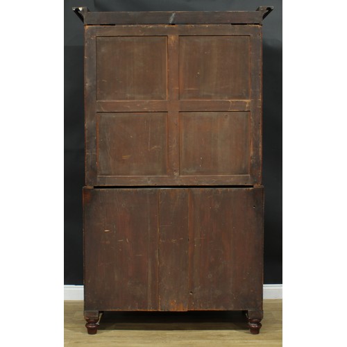 1273 - A George IV mahogany hanging press cupboard, formerly a linen press, moulded cornice above a pair of... 