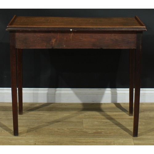 1168 - A George III oak side table, possibly Scottish, rectangular top with shallow three-quarter gallery a... 