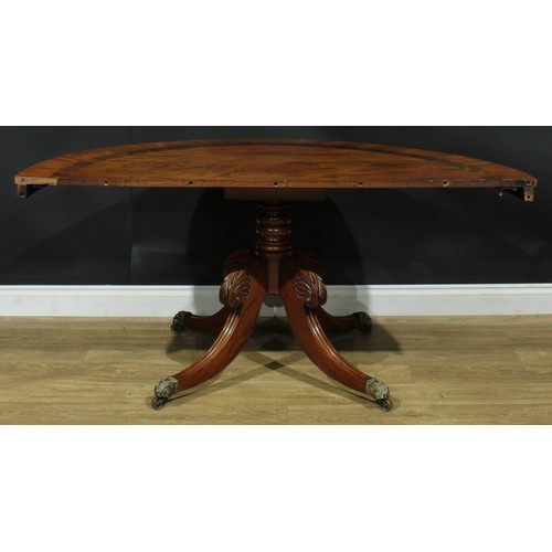 1397 - A pair of George/William IV mahogany demilune side tables, formerly the end sections of a dining tab... 