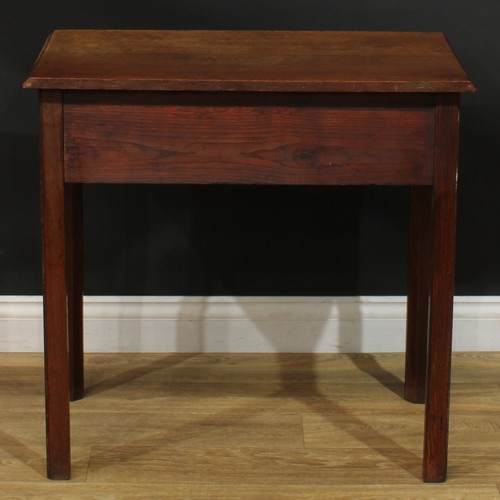 1166 - A George III oak lowboy or side table, rectangular top with moulded edge above three drawers, swing ... 