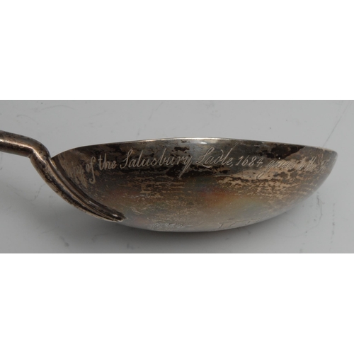 50 - A Charles II style silver cannon handled basting spoon, Copy of the Salisbury Ladle, 1684, given to ... 