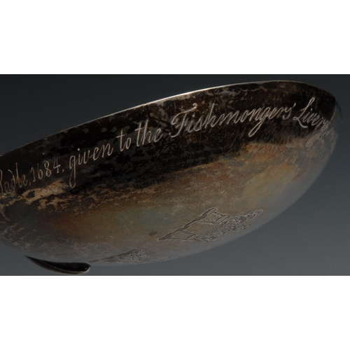 50 - A Charles II style silver cannon handled basting spoon, Copy of the Salisbury Ladle, 1684, given to ... 