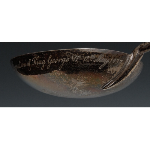 50 - A Charles II style silver cannon handled basting spoon, Copy of the Salisbury Ladle, 1684, given to ... 