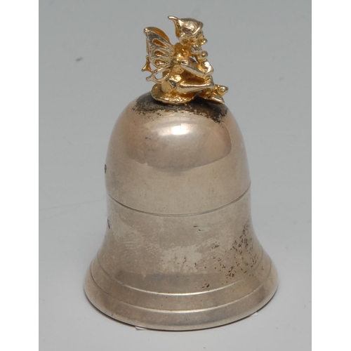 284 - An Elizabeth II silver and silver-gilt bell shaped Christening tooth box, 4cm high, Birmingham 1993