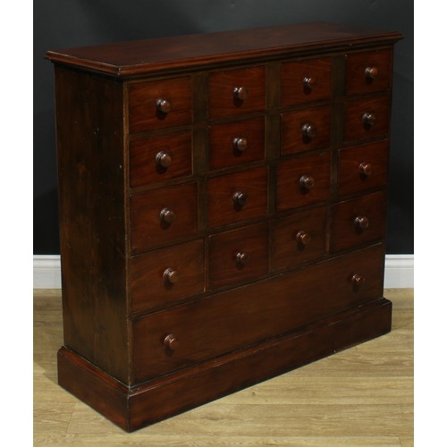 884 - A ‘Victorian’ mahogany apothecary or haberdasher’s type chest, rectangular top with moulded edge abo... 