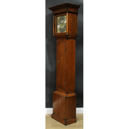 1080 - A George II Derbyshire oak longcase clock, 30.5cm square brass dial with silvered chapter ring inscr... 