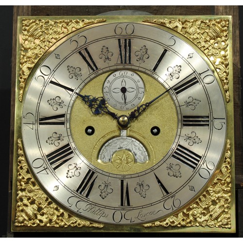 1080 - A George II Derbyshire oak longcase clock, 30.5cm square brass dial with silvered chapter ring inscr... 