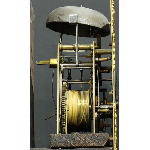 1080 - A George II Derbyshire oak longcase clock, 30.5cm square brass dial with silvered chapter ring inscr... 