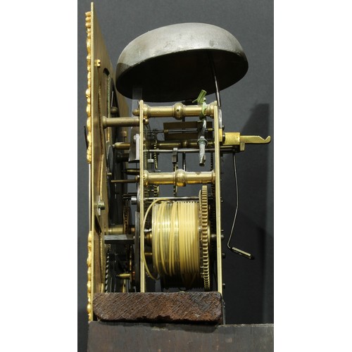 1080 - A George II Derbyshire oak longcase clock, 30.5cm square brass dial with silvered chapter ring inscr... 