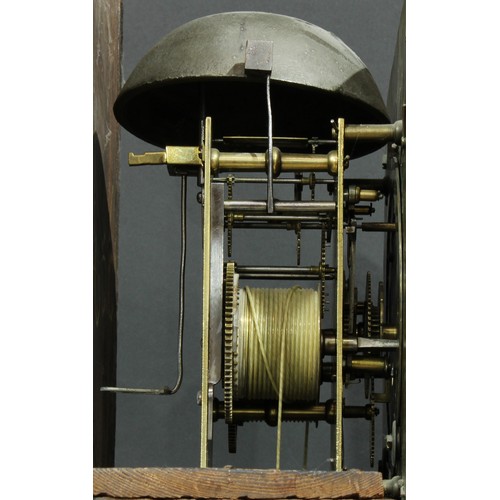 1636 - A mid-18th century oak longcase clock, 30cm square brass dial with silvered chapter ring inscribed W... 