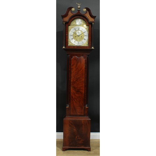 1302 - A George III Scottish mahogany longcase clock, 31cm arched brass dial inscribed Wm Gilles, St. Ninia... 