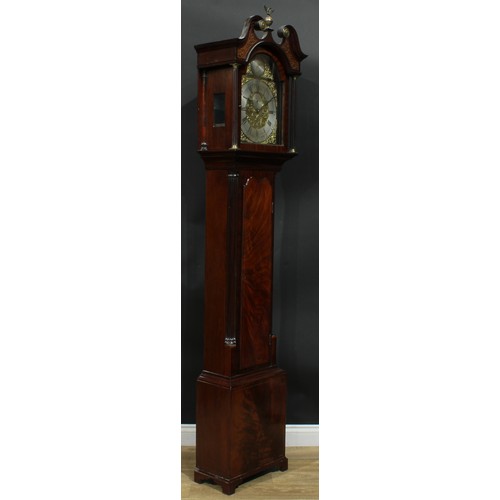 1302 - A George III Scottish mahogany longcase clock, 31cm arched brass dial inscribed Wm Gilles, St. Ninia... 