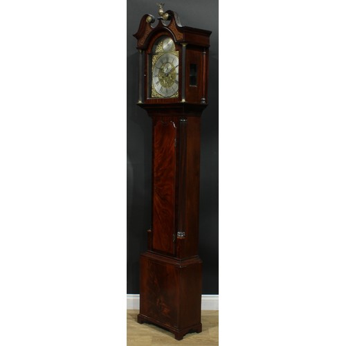 1302 - A George III Scottish mahogany longcase clock, 31cm arched brass dial inscribed Wm Gilles, St. Ninia... 