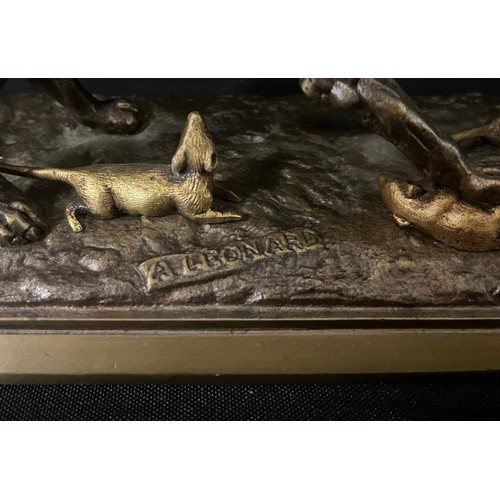 3013 - Agathon Leonard (1841 - 1923), after, a brown patinated bronze, of a bull terrier ratting,  signed i... 