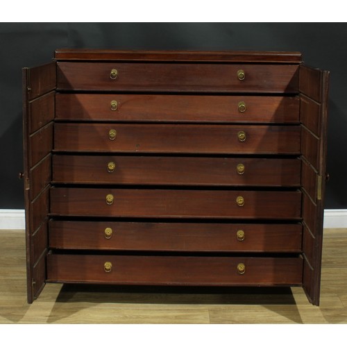 924 - A 19th century mahogany enclosed collector’s folio or plan chest, retailed by William Shorten, furni... 