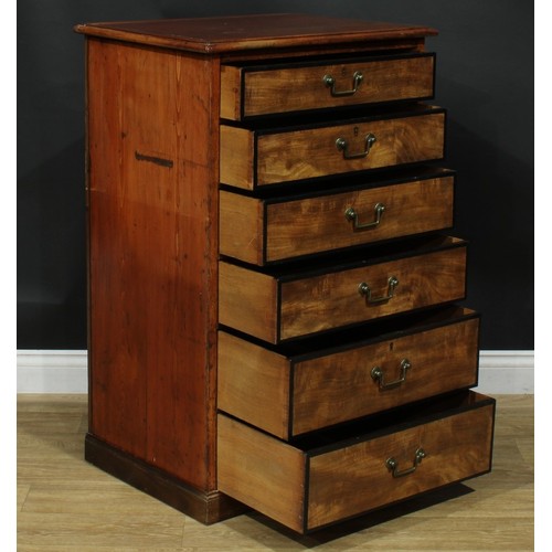 949 - A 19th century parcel-ebonised mahogany and pine chest, rectangular top with moulded edge above six ... 