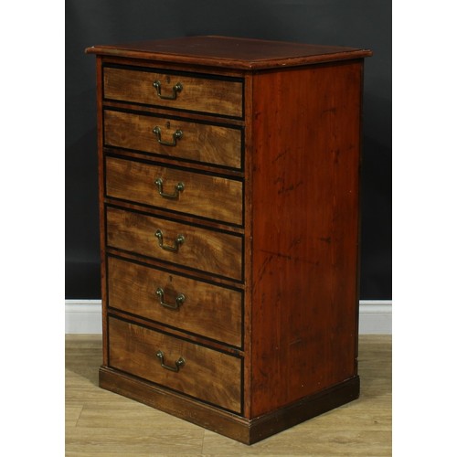 949 - A 19th century parcel-ebonised mahogany and pine chest, rectangular top with moulded edge above six ... 